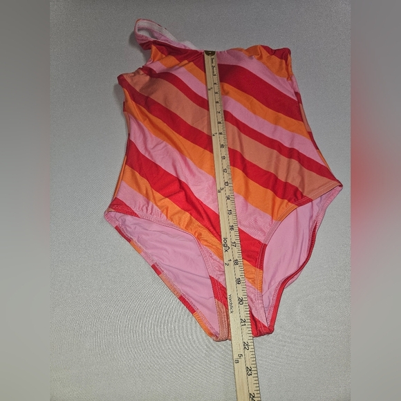 Mothcloth Size Medium One-Shoulder Striped Swimsuit - Picture 6 of 9